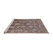 Sideview of Machine Washable Industrial Modern Khaki Rose Pink Rug, wshurb1515