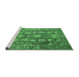 Sideview of Machine Washable Oriental Emerald Green Industrial Area Rugs, wshurb1515emgrn