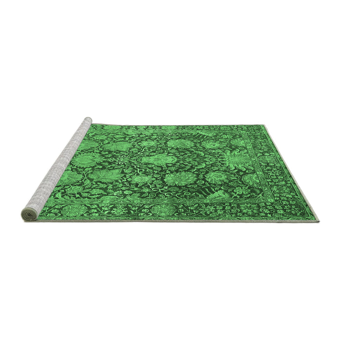 Sideview of Machine Washable Oriental Emerald Green Industrial Area Rugs, wshurb1515emgrn
