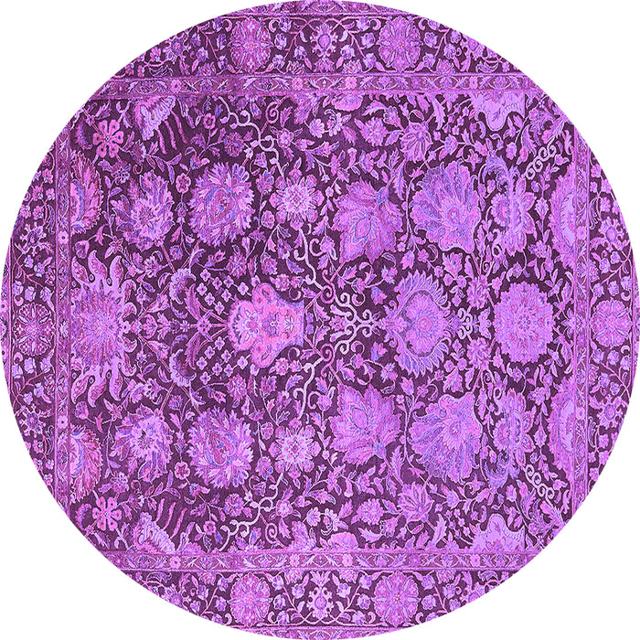 Round Machine Washable Oriental Purple Industrial Area Rugs, wshurb1515pur