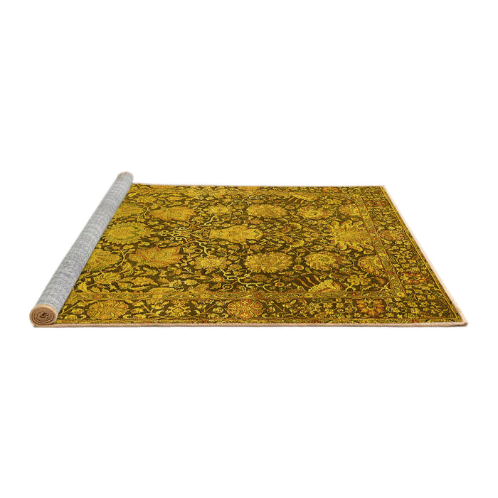 Sideview of Machine Washable Oriental Yellow Industrial Rug, wshurb1515yw