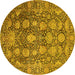 Round Oriental Yellow Industrial Rug, urb1515yw