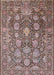 Mid-Century Modern Khaki Rose Pink Oriental Rug, urb1515