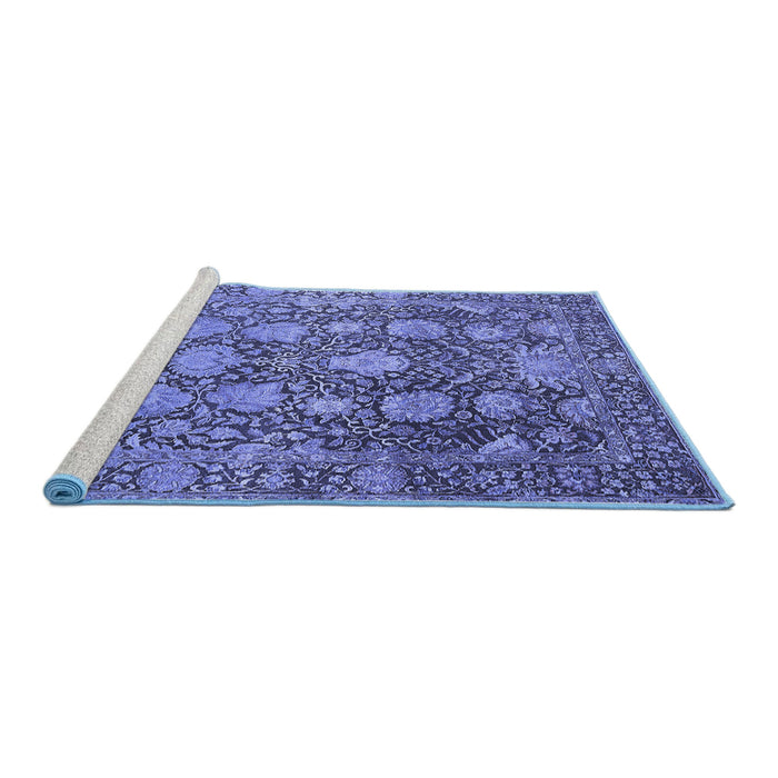 Sideview of Machine Washable Oriental Blue Industrial Rug, wshurb1515blu