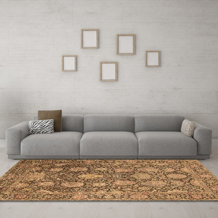 Machine Washable Oriental Brown Industrial Rug in a Living Room,, wshurb1515brn