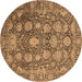 Round Oriental Brown Industrial Rug, urb1515brn