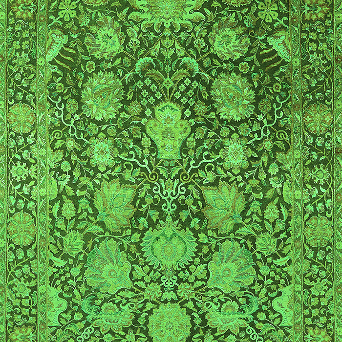 Machine Washable Oriental Green Industrial Area Rugs, wshurb1515grn