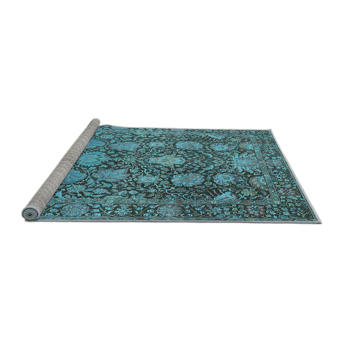 Sideview of Machine Washable Oriental Light Blue Industrial Rug, wshurb1515lblu