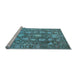 Sideview of Machine Washable Oriental Light Blue Industrial Rug, wshurb1515lblu