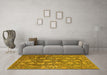 Machine Washable Oriental Yellow Industrial Rug in a Living Room, wshurb1515yw