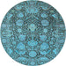 Round Oriental Light Blue Industrial Rug, urb1515lblu