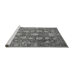 Sideview of Machine Washable Oriental Gray Industrial Rug, wshurb1515gry