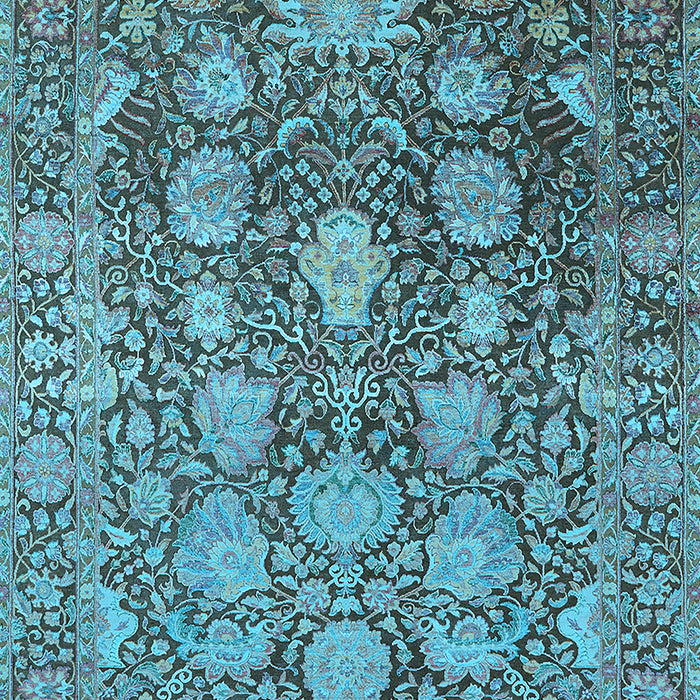 Machine Washable Oriental Light Blue Industrial Rug, wshurb1515lblu