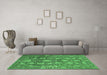 Machine Washable Oriental Emerald Green Industrial Area Rugs in a Living Room,, wshurb1515emgrn