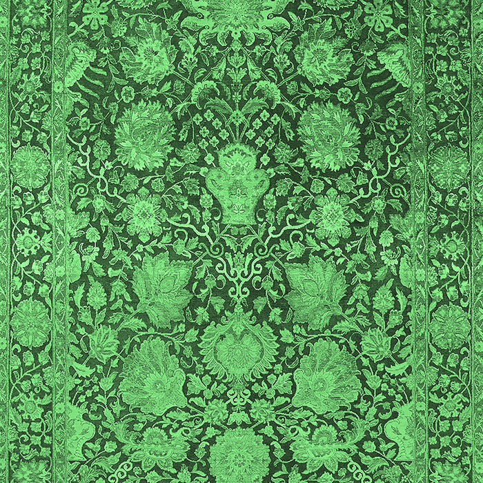 Machine Washable Oriental Emerald Green Industrial Area Rugs, wshurb1515emgrn