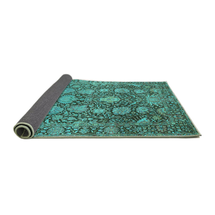 Sideview of Oriental Turquoise Industrial Rug, urb1515turq