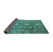 Sideview of Oriental Turquoise Industrial Rug, urb1515turq