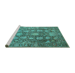 Sideview of Machine Washable Oriental Turquoise Industrial Area Rugs, wshurb1515turq