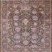 Square Mid-Century Modern Khaki Rose Pink Oriental Rug, urb1515