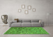 Machine Washable Oriental Green Industrial Area Rugs in a Living Room,, wshurb1515grn