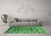 Machine Washable Oriental Emerald Green Industrial Area Rugs in a Living Room,, wshurb1516emgrn