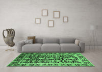 Machine Washable Oriental Emerald Green Industrial Rug, wshurb1516emgrn