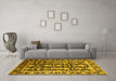 Machine Washable Oriental Yellow Industrial Rug in a Living Room, wshurb1516yw