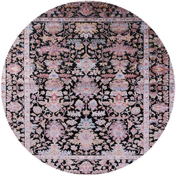 Round Mid-Century Modern Taupe Brown Oriental Rug, urb1516