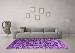 Machine Washable Oriental Purple Industrial Area Rugs in a Living Room, wshurb1516pur