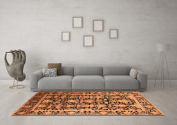 Machine Washable Oriental Orange Industrial Area Rugs in a Living Room, wshurb1516org