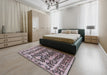 Mid-Century Modern Taupe Brown Oriental Rug in a Bedroom, urb1516