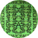 Round Oriental Green Industrial Rug, urb1516grn