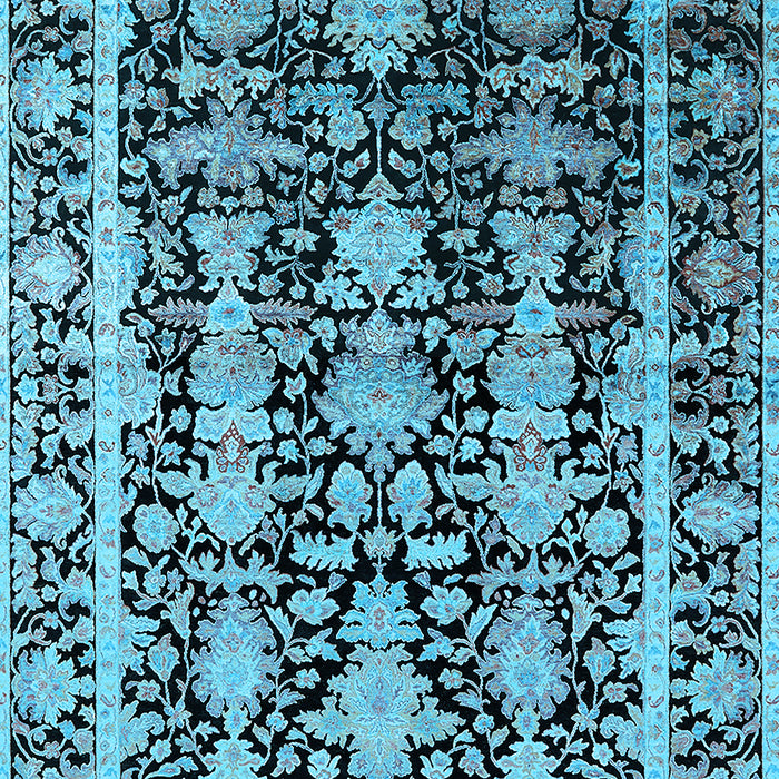 Machine Washable Oriental Light Blue Industrial Rug, wshurb1516lblu