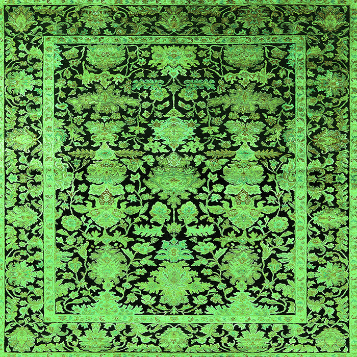 Square Oriental Green Industrial Rug, urb1516grn