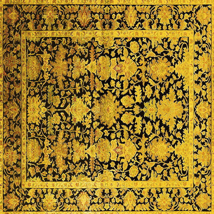 Square Machine Washable Oriental Yellow Industrial Rug, wshurb1516yw