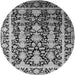 Round Machine Washable Oriental Gray Industrial Rug, wshurb1516gry