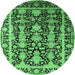 Round Oriental Emerald Green Industrial Rug, urb1516emgrn