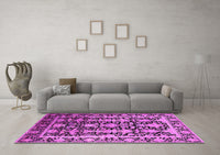 Machine Washable Oriental Pink Industrial Rug, wshurb1516pnk