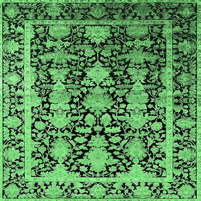 Square Oriental Emerald Green Industrial Rug, urb1516emgrn