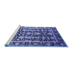 Sideview of Machine Washable Oriental Blue Industrial Rug, wshurb1516blu