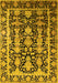 Machine Washable Oriental Yellow Industrial Rug, wshurb1516yw