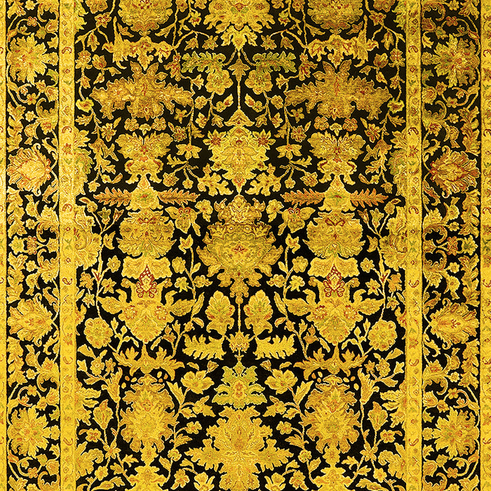 Machine Washable Oriental Yellow Industrial Rug, wshurb1516yw