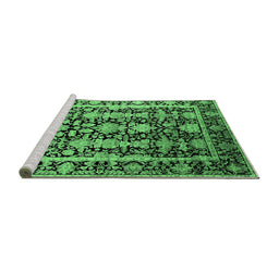 Sideview of Machine Washable Oriental Emerald Green Industrial Area Rugs, wshurb1516emgrn
