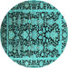 Round Oriental Turquoise Industrial Rug, urb1516turq