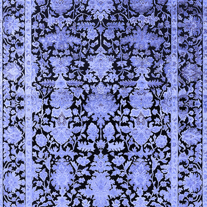 Machine Washable Oriental Blue Industrial Rug, wshurb1516blu