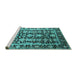 Sideview of Machine Washable Oriental Turquoise Industrial Area Rugs, wshurb1516turq