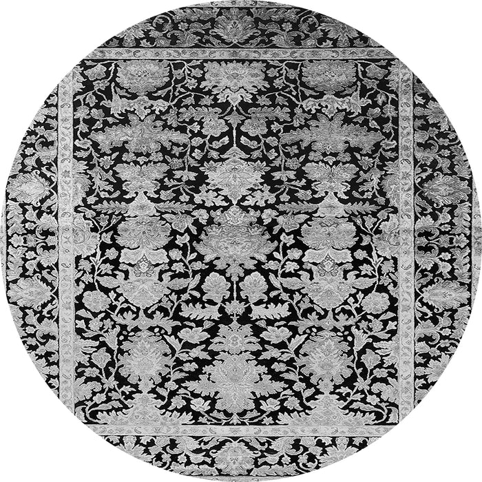 Round Oriental Gray Industrial Rug, urb1516gry