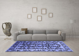 Machine Washable Oriental Blue Industrial Rug in a Living Room, wshurb1516blu