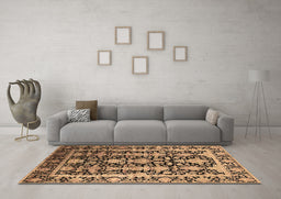 Machine Washable Oriental Brown Industrial Rug in a Living Room,, wshurb1516brn