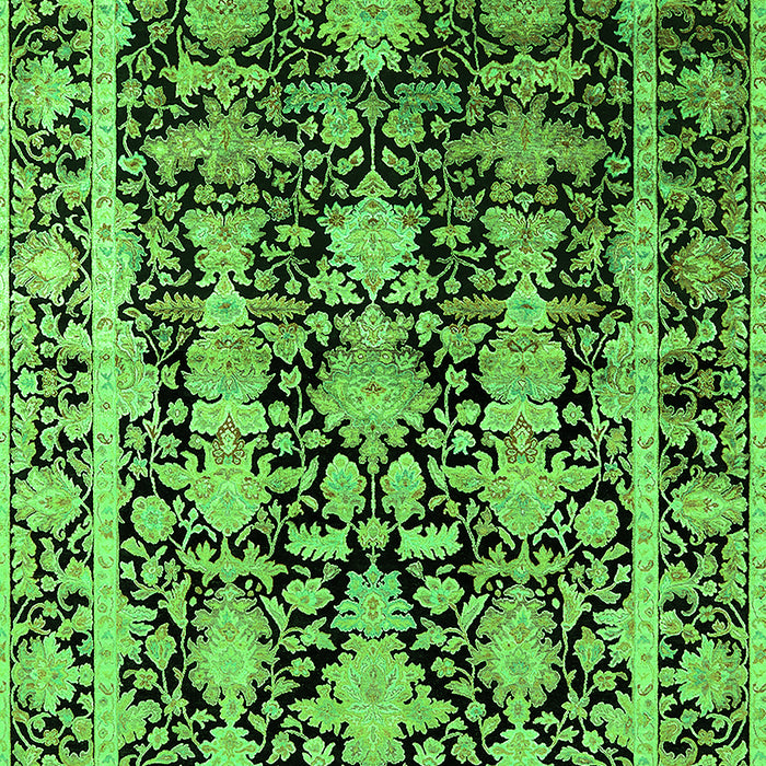 Machine Washable Oriental Green Industrial Area Rugs, wshurb1516grn